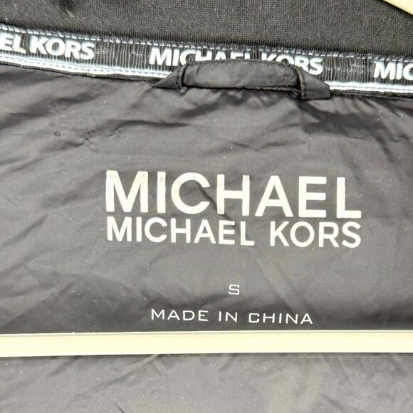 Michael Kors Womens Black Puffer Sleeve Jacket Size S Moto Track Full Zip‎ - Picture 2 of 10